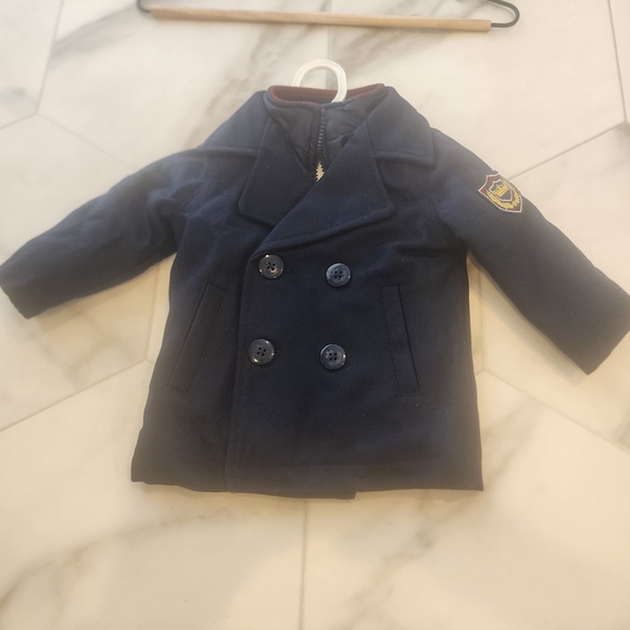 KOALA,wool boys size 9 month navy blue zip up and button up ( 2 layer)pea coat. - Picture 11 of 16